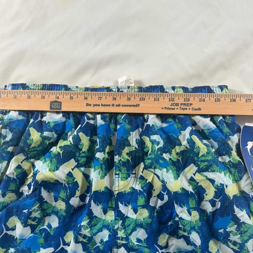 Guy Harvey Mens Blue Shark Print Performance Board Shorts Swim Trunks Large NWT - Picture 4 of 8